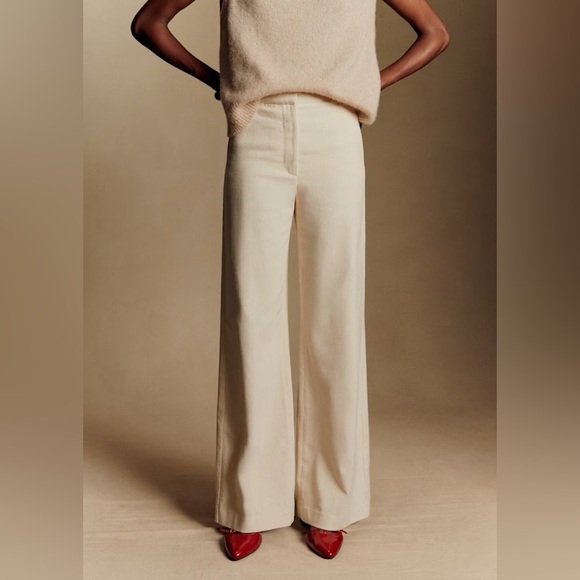 NWT Sézane Matheo Trousers in Velvet/Ecru Size 4/36